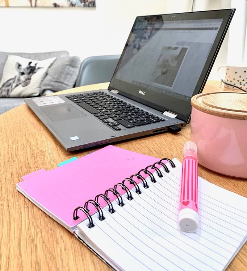 laptop on table