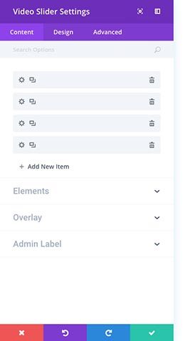 Video slider settings